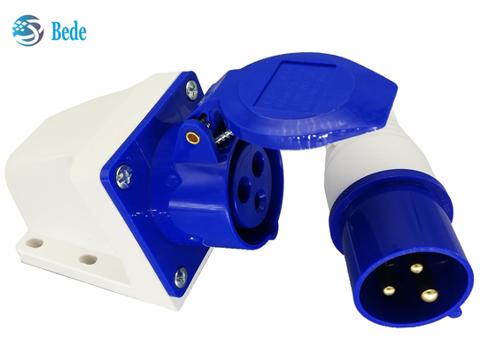 Đầu nối công nghiệp 220-250V 16A Nam và Nữ Một pha 2P + E Màu xanh lam Loại treo tường