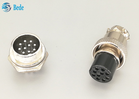Bộ kết nối hàng không 10 pin Nam / Nữ Gx16 Vật liệu hợp kim kẽm Hàn