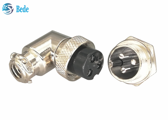 Chất liệu hợp kim kẽm Gx16 Đầu nối 3 chân cắm và Bộ ổ cắm Đầu nối khuỷu tay
