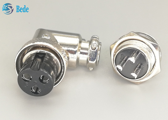 Chất liệu hợp kim kẽm Gx16 Đầu nối 3 chân cắm và Bộ ổ cắm Đầu nối khuỷu tay