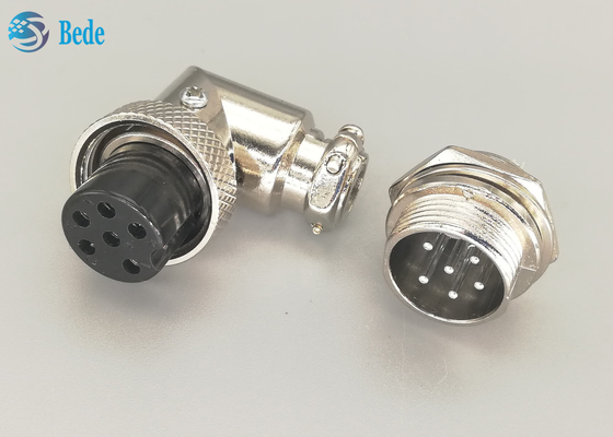 Bộ kết nối hàng không mạ bạc gx16 6 chân Bộ kết nối nam và khuỷu tay nữ