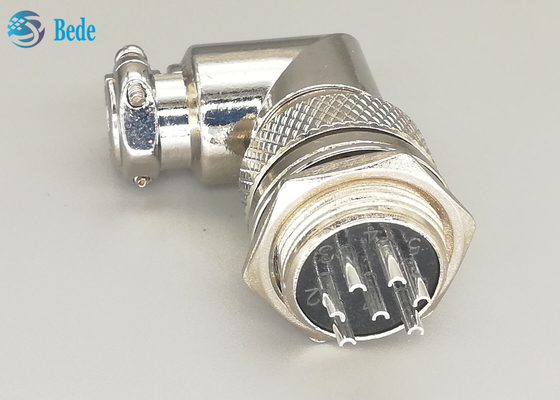 Mạ bạc 7 chân gx16 Đầu nối phi công 90 độ Bộ nam và nữ