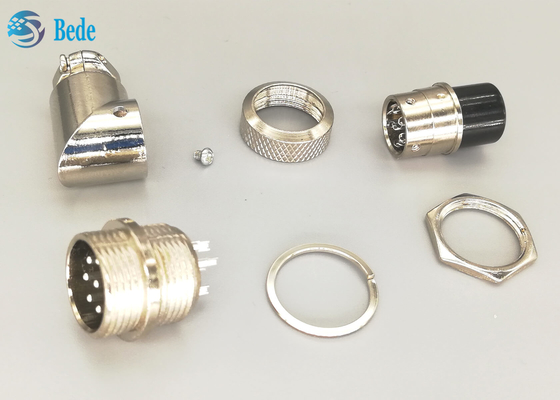 Mạ bạc 7 chân gx16 Đầu nối phi công 90 độ Bộ nam và nữ
