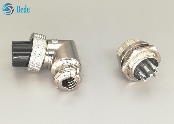 Mạ bạc 7 chân gx16 Đầu nối phi công 90 độ Bộ nam và nữ