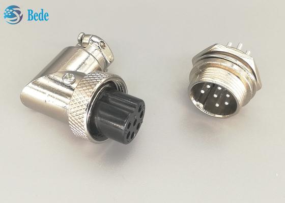 Mạ bạc 7 chân gx16 Đầu nối phi công 90 độ Bộ nam và nữ