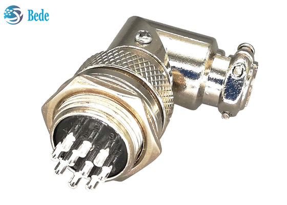 10 chân Gx16 Đầu nối khuỷu tay Đầu nối hàng không Bộ nam và nữ Bộ cắm mạ bạc