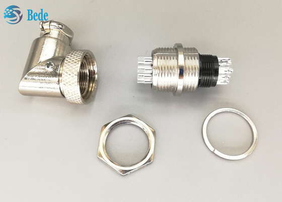 10 chân Gx16 Đầu nối khuỷu tay Đầu nối hàng không Bộ nam và nữ Bộ cắm mạ bạc