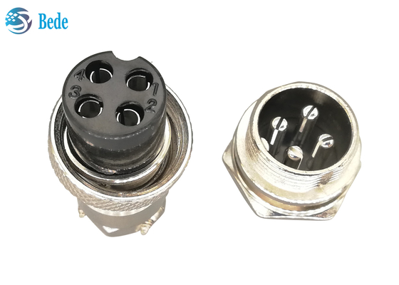 RoHS Aviation Straight Gx16 4 Pin Connector Nam và Nữ Đầu cắm mạ bạc