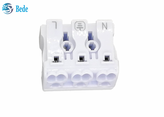 Đầu nối dây đẩy 3 cực Khối đầu cuối nhanh Thích hợp để nối dây rắn hoặc dây bện Không cần dụng cụ