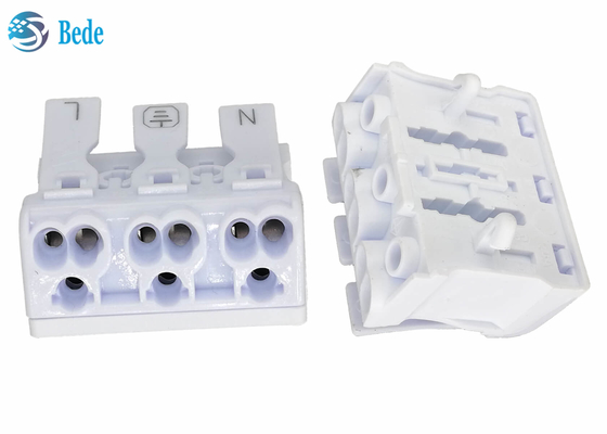 Đầu nối dây đẩy 3 cực Khối đầu cuối nhanh Thích hợp để nối dây rắn hoặc dây bện Không cần dụng cụ