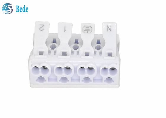 PA66 4 cực Đẩy - Trong đầu nối dây Khối đầu cuối nhanh Đai ốc 450V 16A