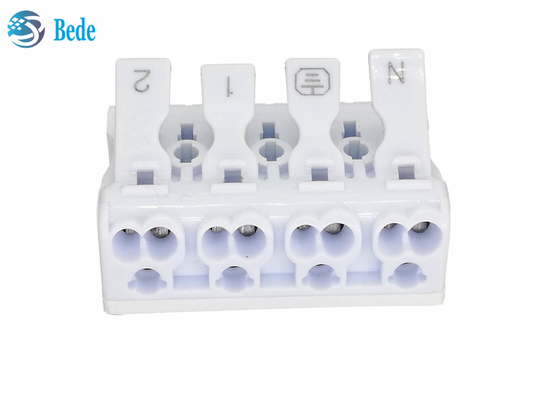 PA66 4 cực Đẩy - Trong đầu nối dây Khối đầu cuối nhanh Đai ốc 450V 16A