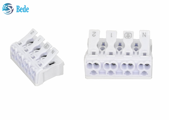 PA66 4 cực Đẩy - Trong đầu nối dây Khối đầu cuối nhanh Đai ốc 450V 16A