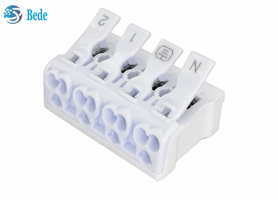 PA66 4 cực Đẩy - Trong đầu nối dây Khối đầu cuối nhanh Đai ốc 450V 16A