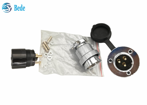 Đầu nối hàng không tròn M25 4 chân với mặt bích tròn và nắp che bụi 300V 20A