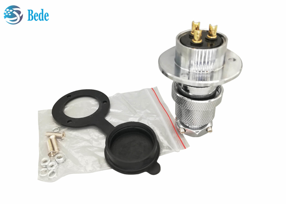 Đầu nối hàng không tròn M25 4 chân với mặt bích tròn và nắp che bụi 300V 20A