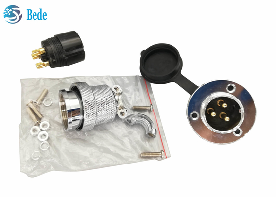Đầu nối hàng không tròn M25 4 chân với mặt bích tròn và nắp che bụi 300V 20A