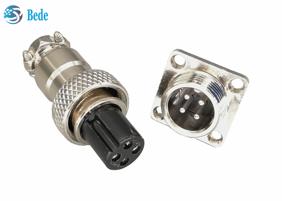 Đầu nối hàng không 2 3 4 pin GX12 với bộ mặt bích vuông dành cho nam và nữ