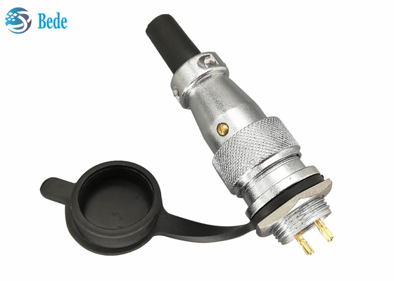 Đầu nối tròn hợp kim kẽm mạ Chrome 2 3 4 chân 10A 500V có nắp che bụi
