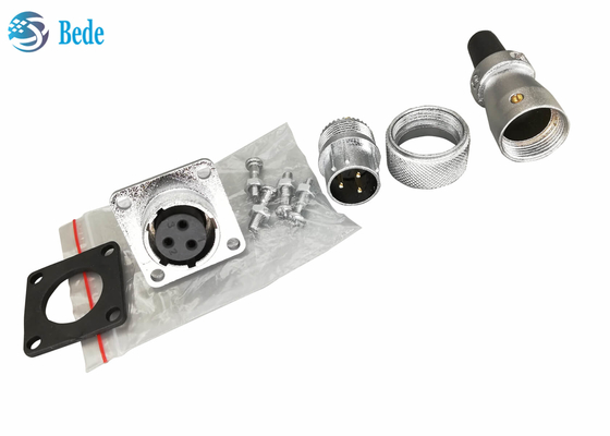 Mặt bích vuông và nắp che bụi Đầu nối hình tròn WS20 với 2 3 4 pin 500V 25A