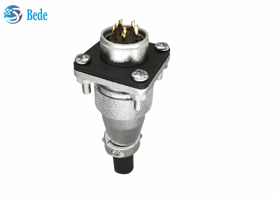 Đầu nối tròn 9 10 12 14 Pin 400V 5A WS20 với mặt bích vuông và nắp che bụi
