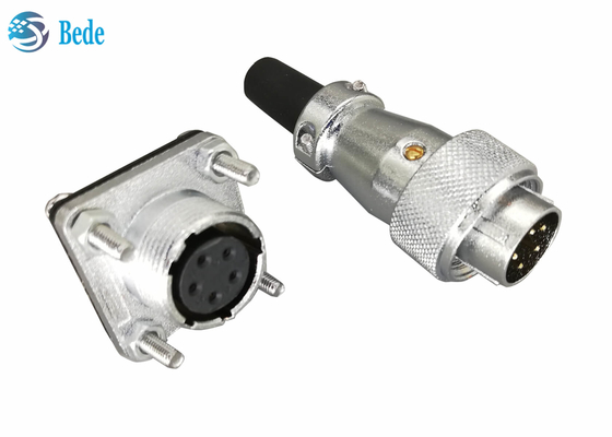 Đầu nối tròn 9 10 12 14 Pin 400V 5A WS20 với mặt bích vuông và nắp che bụi