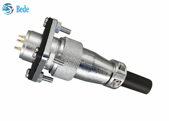 Đầu nối tròn 9 10 12 14 Pin 400V 5A WS20 với mặt bích vuông và nắp che bụi