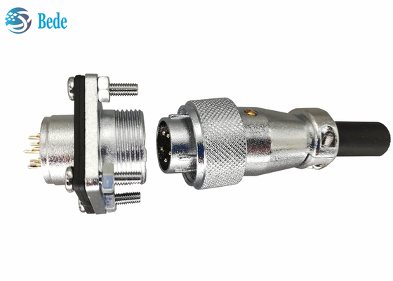 Đầu nối tròn 9 10 12 14 Pin 400V 5A WS20 với mặt bích vuông và nắp che bụi