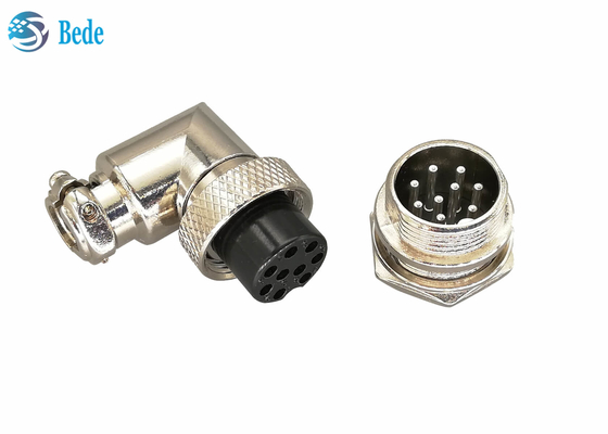 Đầu nối cáp 200V 4A M16 Hàng không Góc phải Nữ và Gắn Panle Nam 6 ~ 10 chân