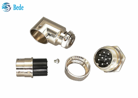 Đầu nối cáp 200V 4A M16 Hàng không Góc phải Nữ và Gắn Panle Nam 6 ~ 10 chân