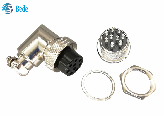 Đầu nối cáp 200V 4A M16 Hàng không Góc phải Nữ và Gắn Panle Nam 6 ~ 10 chân