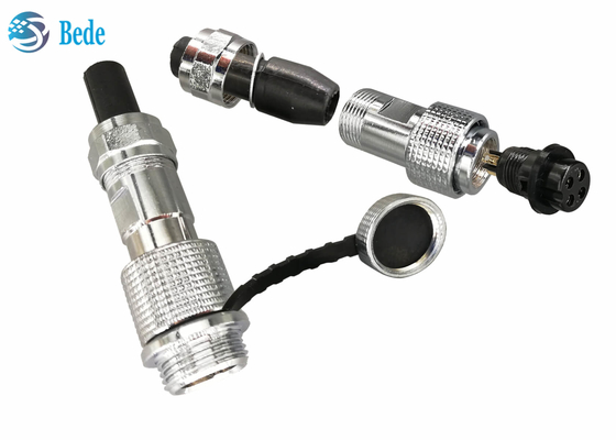 Vỏ đồng M12 Hình tròn Gx12 Đầu nối hàng không Cáp IP68 đến Đầu nối cắm cáp 2 ~ 7 chân