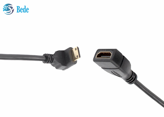 Góc cạnh Mini HDMI Male to HDMI Female Cable Adapter Connector 4 hướng Lên-Xuống-Trái-Phải