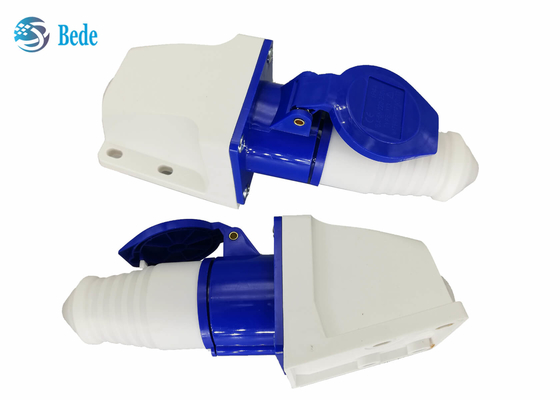 Đầu nối công nghiệp 220-250V 16A Nam và Nữ Một pha 2P + E Màu xanh lam Loại treo tường