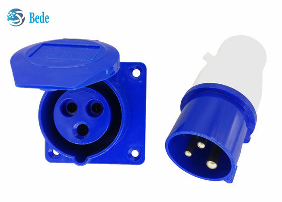 Bộ dụng cụ ổ cắm và phích cắm công nghiệp 3 chân Bảng điều khiển Loại gắn chống nước IP44 220-250V 16A