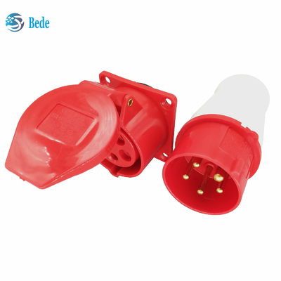Phích cắm công nghiệp Ổ cắm 3 pha 5 chân 3P + N + E 16A Chất liệu PP Vỏ đồng thau Chân tiếp xúc