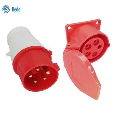 Phích cắm công nghiệp Ổ cắm 3 pha 5 chân 3P + N + E 16A Chất liệu PP Vỏ đồng thau Chân tiếp xúc