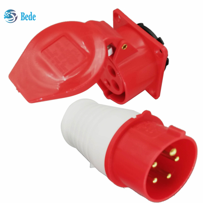 Phích cắm công nghiệp Ổ cắm 3 pha 5 chân 3P + N + E 16A Chất liệu PP Vỏ đồng thau Chân tiếp xúc