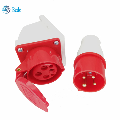 Nam Nữ Ổ Cắm Điện 4 Chân 3P+E 380~415V 16Amp Loại Treo Tường IP44
