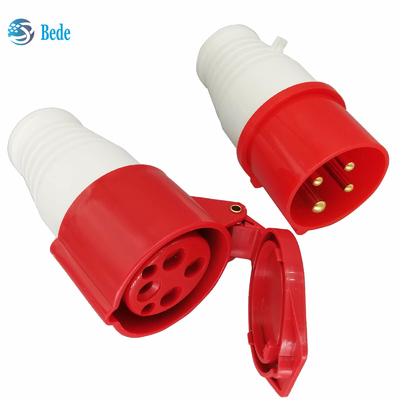 Đầu nối nguồn công nghiệp AC 380-415V 16A IP44 Chống nước 4Pin 3 pha 3P+E Đỏ