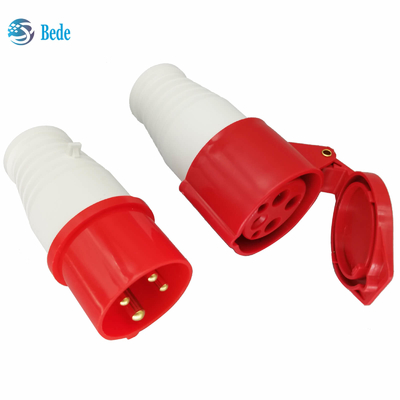 Đầu nối nguồn công nghiệp AC 380-415V 16A IP44 Chống nước 4Pin 3 pha 3P+E Đỏ