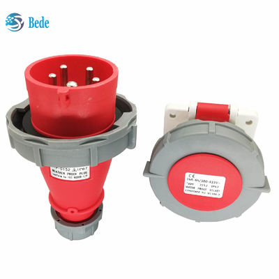 Ổ cắm công nghiệp chống nước IP67 5Pins 3P+N+E 16Amp và 32Amp Loại gắn bảng điều khiển