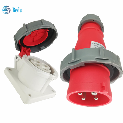 4 pin Industrial Plug And Panel Mounting Socket 32A 380 ~ 415V Mức độ bảo vệ IP67