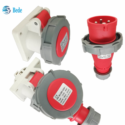 4 pin Industrial Plug And Panel Mounting Socket 32A 380 ~ 415V Mức độ bảo vệ IP67