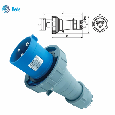 IP67 Industrial Plug Socket 3Pins Được thiết kế cho 220 ~ 250V 63A / 125A Loại gắn tường