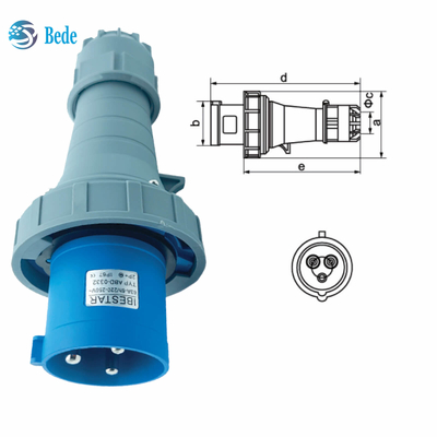 Hiện tại 63A 125A Cắm cắm cắm cắm công nghiệp Type 3 pin ((2P + E) IP67 220 ~ 250V