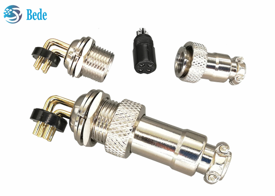 Đầu nối hàng không góc phải 3A 200V Gx12 Hợp kim kẽm được mạ niken