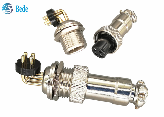 Đầu nối hàng không góc phải 3A 200V Gx12 Hợp kim kẽm được mạ niken