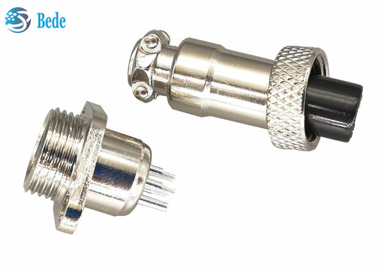 Hợp kim kẽm 7 chân kết nối hàng không Gx12 với bộ nam và nữ mặt bích vuông